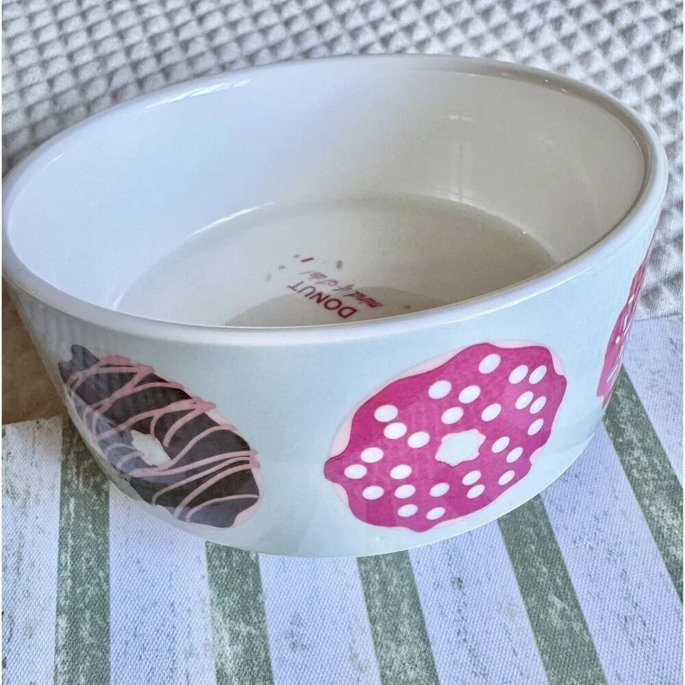 New Fringe Brand “Donut Mind If I Do” Ceramic Dog or Cat Food / Water Bowl - 6”